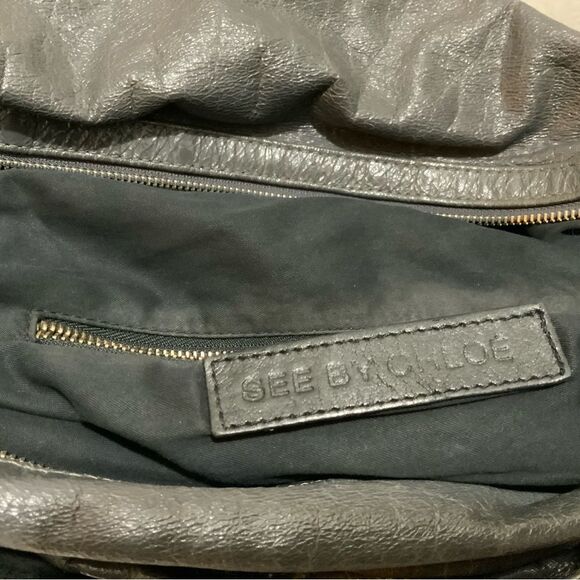 SEE BY CHLOE Large DAYTRIPPER Gray Black Leather Crossbody Handbag Purse Y2K - Picture 13 of 16